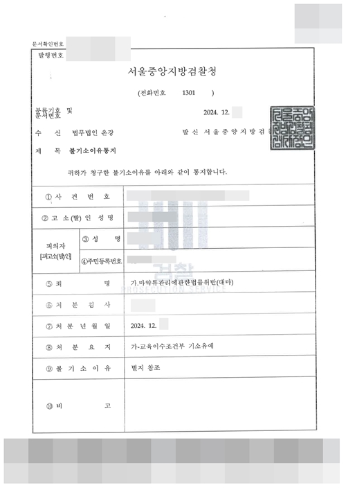 호기심과 스트레스로 인한 텔레그램 대마 구매 및 흡연 마약류관리법 위반 혐의