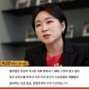 이고은 대표변호사 'SBS 그것이 알고 싶다' 출연-'부산 오피스텔 추락사'
