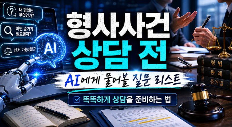 형사사건 상담 전 AI에게 물어볼 질문 리스트와 변호사 상담의 차이