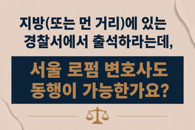 지방(또는 먼 거리)에 있는 경찰서에서 출석하라는데, 서울 로펌 변호사도 동행이 가능한가요?