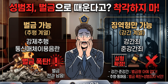 성폭행 벌금형 가능 여부 죄명별 구분표