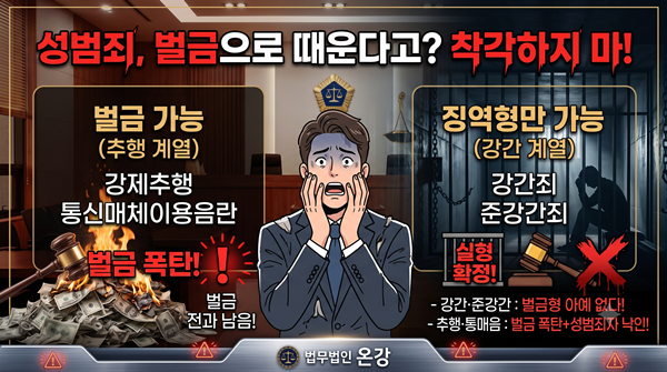 성폭행 벌금형 가능 여부 죄명별 구분표
