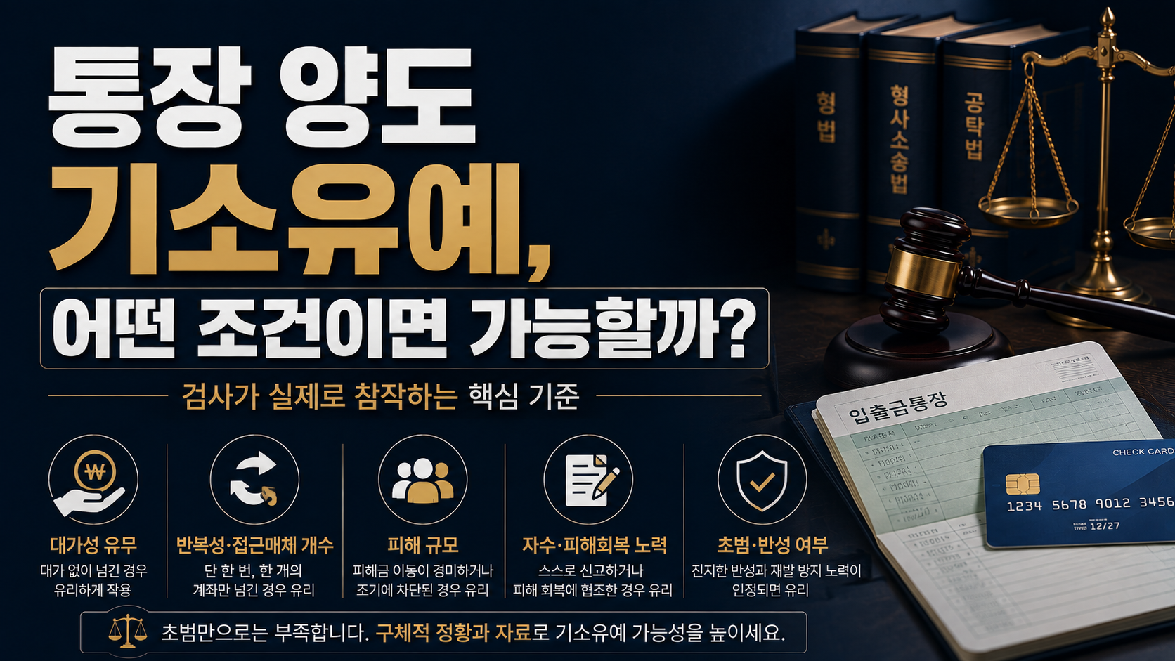 통장 양도 기소유예 조건 가능성