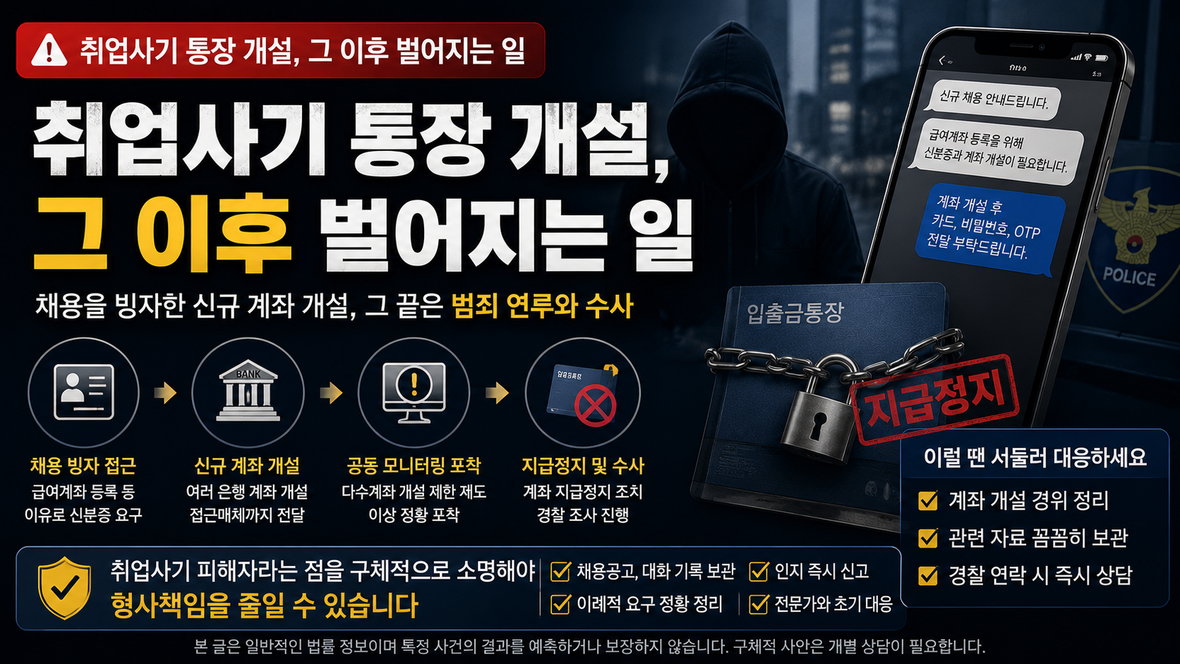 취업사기 통장 개설 처벌 대응