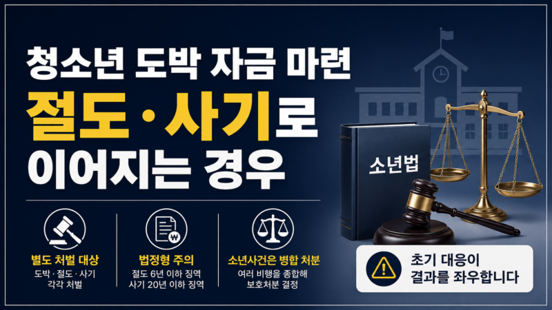 청소년 도박 자금 마련 절도 사기 경합범 처벌