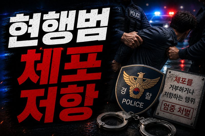 현행범 체포 저항과 특수공무집행방해죄 판단 기준을 정리한 이미지