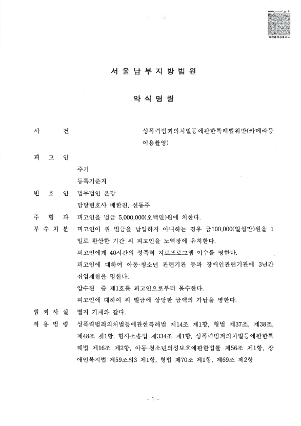 카메라등이용촬영 벌금