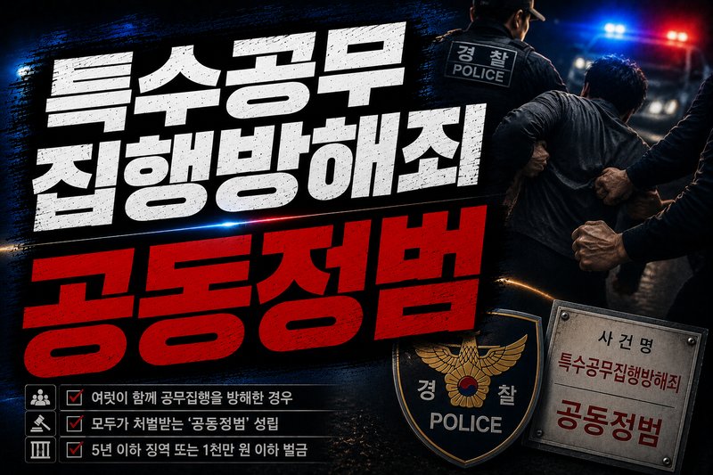 특수공무집행방해죄 공동정범 처벌 기준을 정리한 이미지