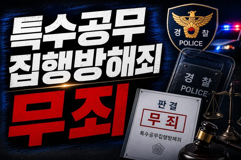 특수공무집행방해죄 무죄와 공무집행 적법성 판단 기준을 정리한 이미지