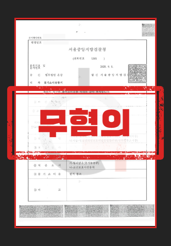 온라인 아동·청소년성착취물 제작·소지 혐의 무혐의 결정문