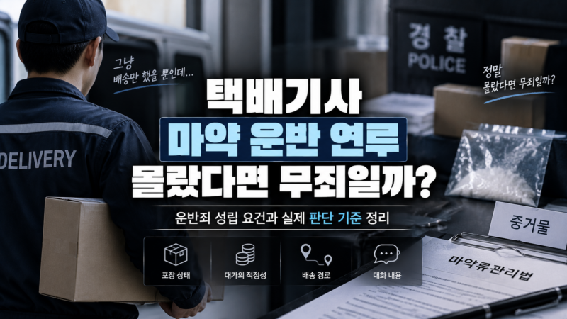 택배기사 마약 운반 연루 고의 판단 기준