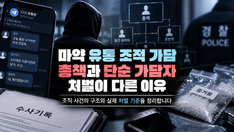 마약 유통 조직 가담 총책 단순가담자 처벌 차이