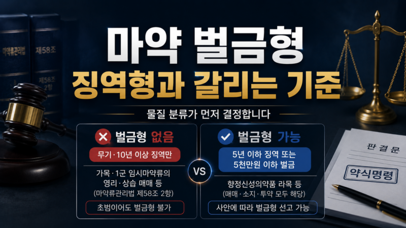 마약 벌금형 징역형 갈리는 법정형 기준