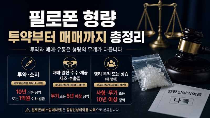필로폰 형량 투약 소지 매매 처벌 기준