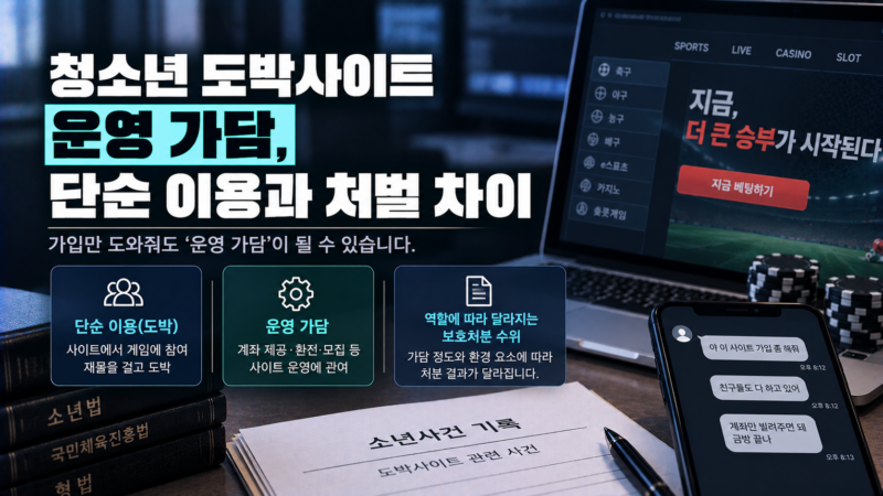 청소년 온라인 도박사이트 운영 가담 역할별 기준