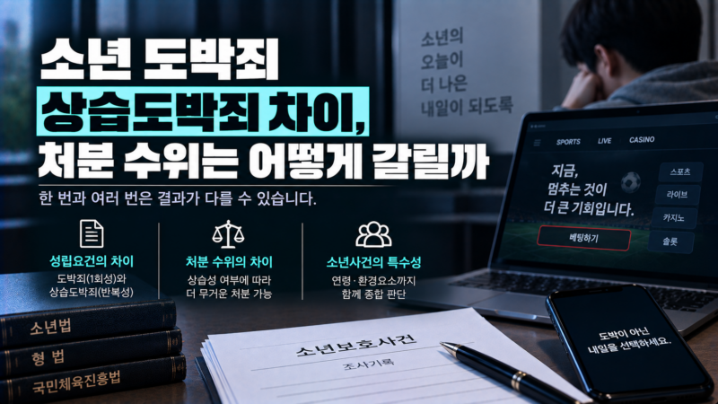 소년 도박죄 상습도박죄 차이 처분 수위