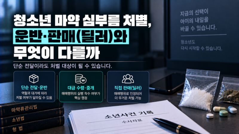 청소년 마약 심부름 처벌, 운반·판매(딜러)와 무엇이 다를까