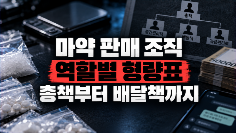 마약 판매 조직 역할별 형량 차이를 정리한 표