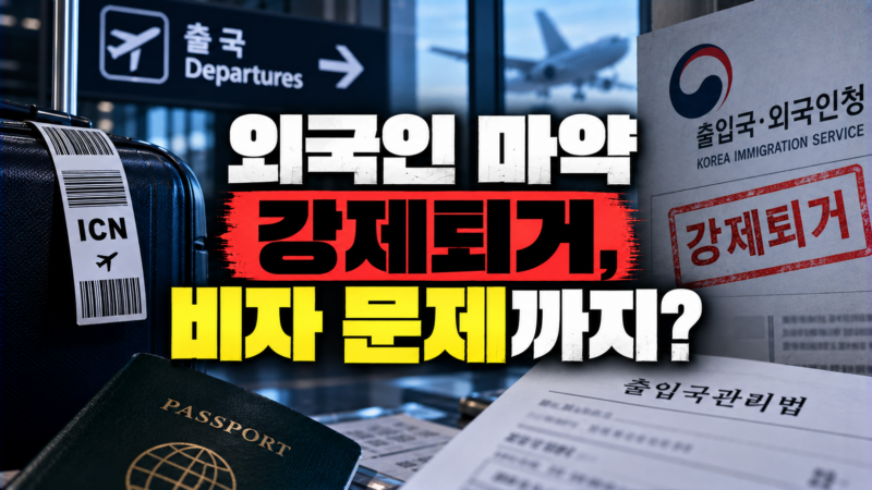 외국인 마약 강제퇴거와 비자 문제를 설명하는 이미지