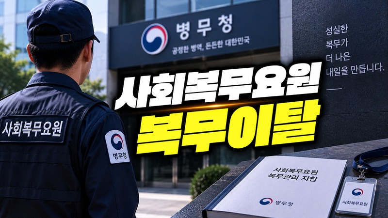 사회복무요원 복무이탈과 군무이탈 차이 도식