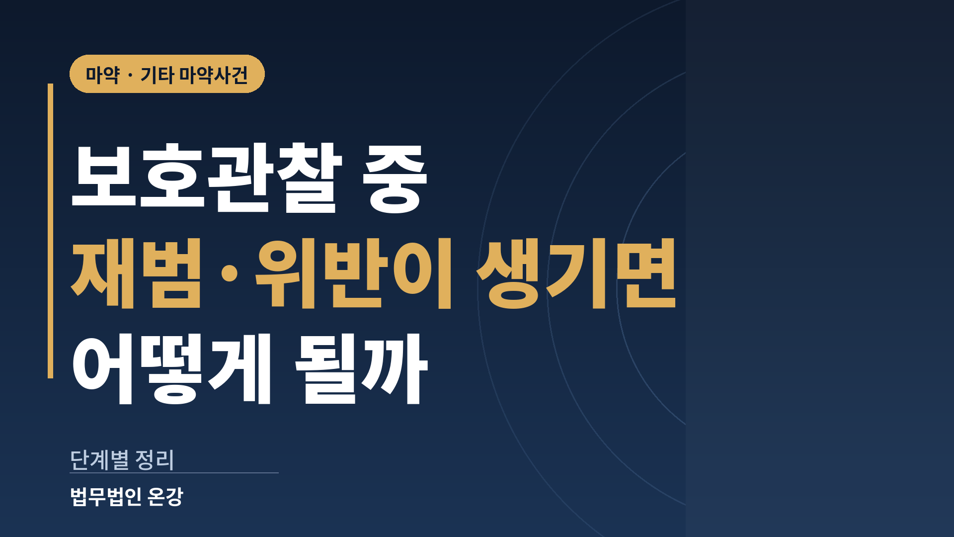 마약 보호관찰 중 준수사항 위반과 재범이 집행유예 취소로 이어지는 단계를 정리한 이미지