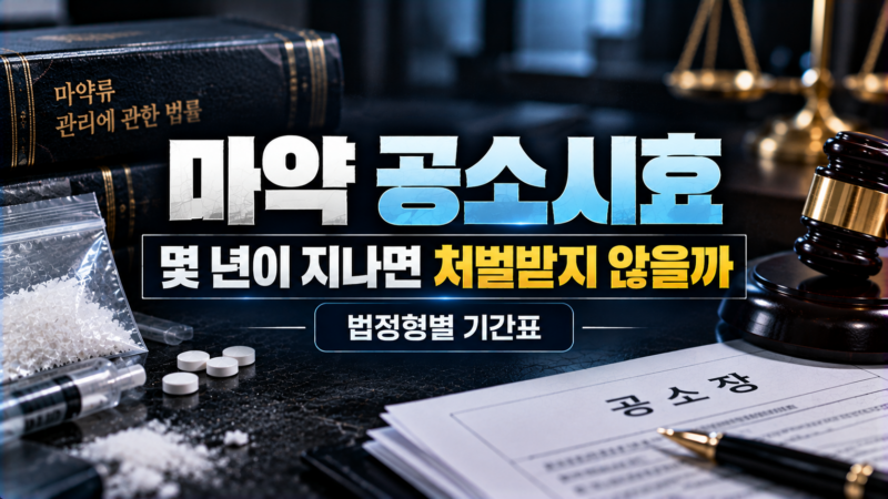 마약 공소시효를 법정형별 기간표와 기산점, 정지 사유로 정리한 이미지