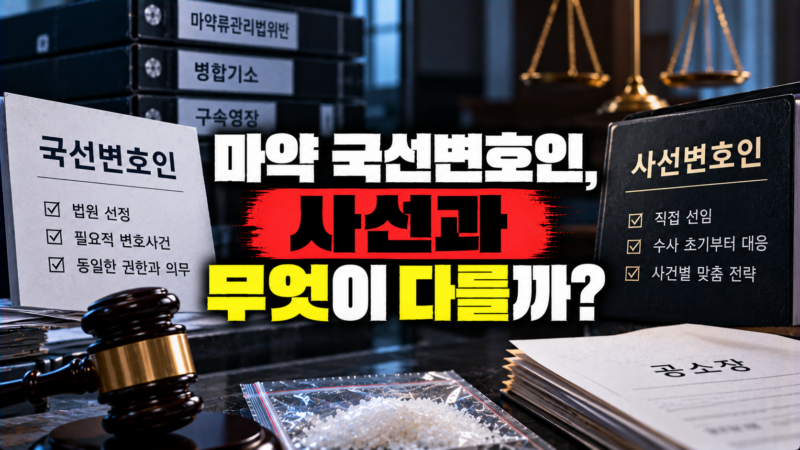 마약 국선변호인과 사선변호인의 차이를 설명하는 이미지