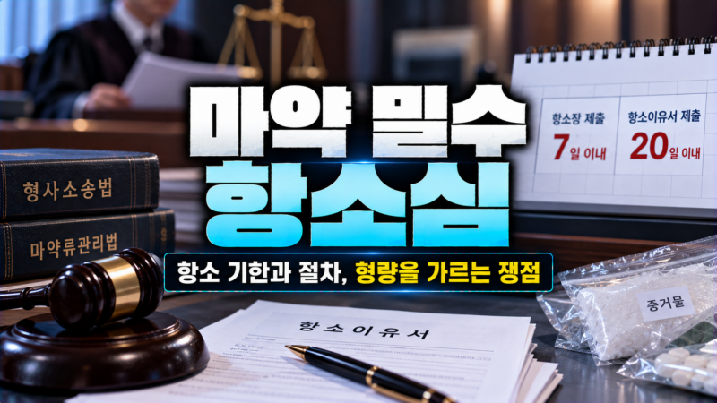 마약 밀수 항소심의 항소 제기부터 항소이유서 제출, 항소심 판결까지의 절차를 보여주는 이미지