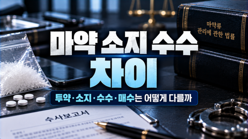 마약 소지 수수 차이와 투약·매수 용어를 비교한 사전형 표 이미지