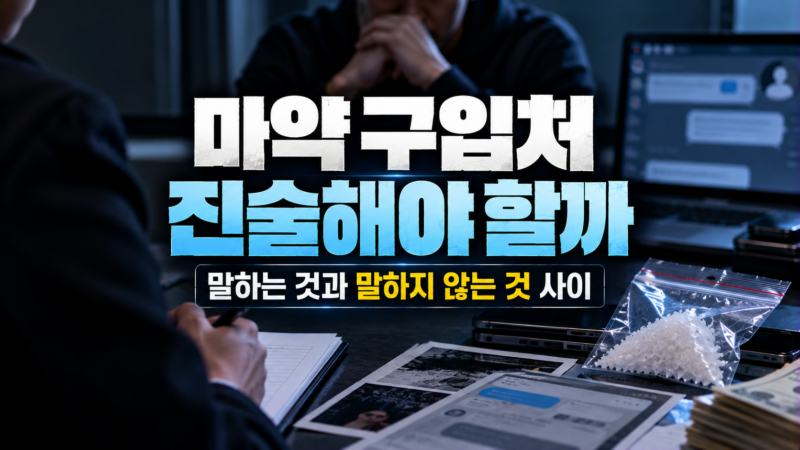 마약 구입처 진술을 요구받았을 때 선택지별로 따져볼 점을 정리한 이미지