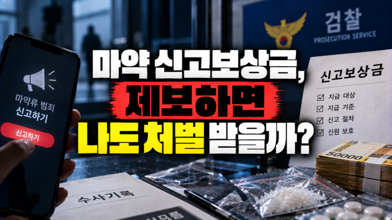 마약 신고보상금 제도와 제보자 처벌 여부를 설명하는 이미지