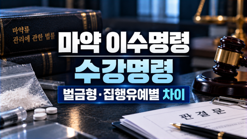 마약 이수명령과 수강명령이 판결 유형별로 붙는 방식을 정리한 표 이미지