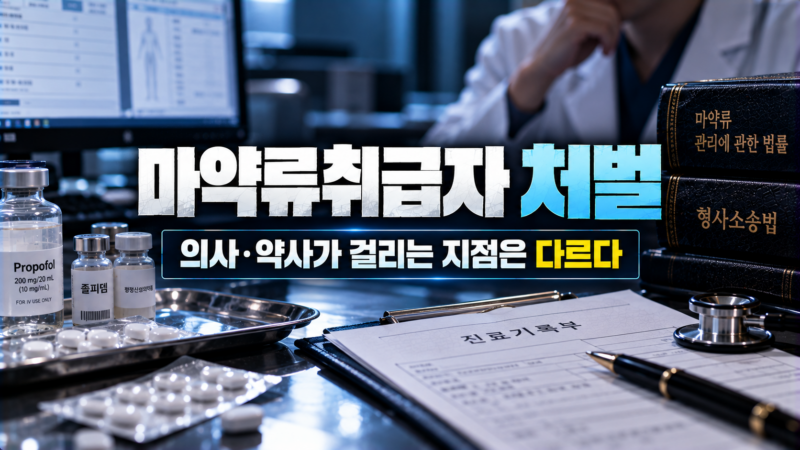 마약류취급자 처벌에서 업무 외의 목적과 유형별 허용 범위를 비교한 이미지