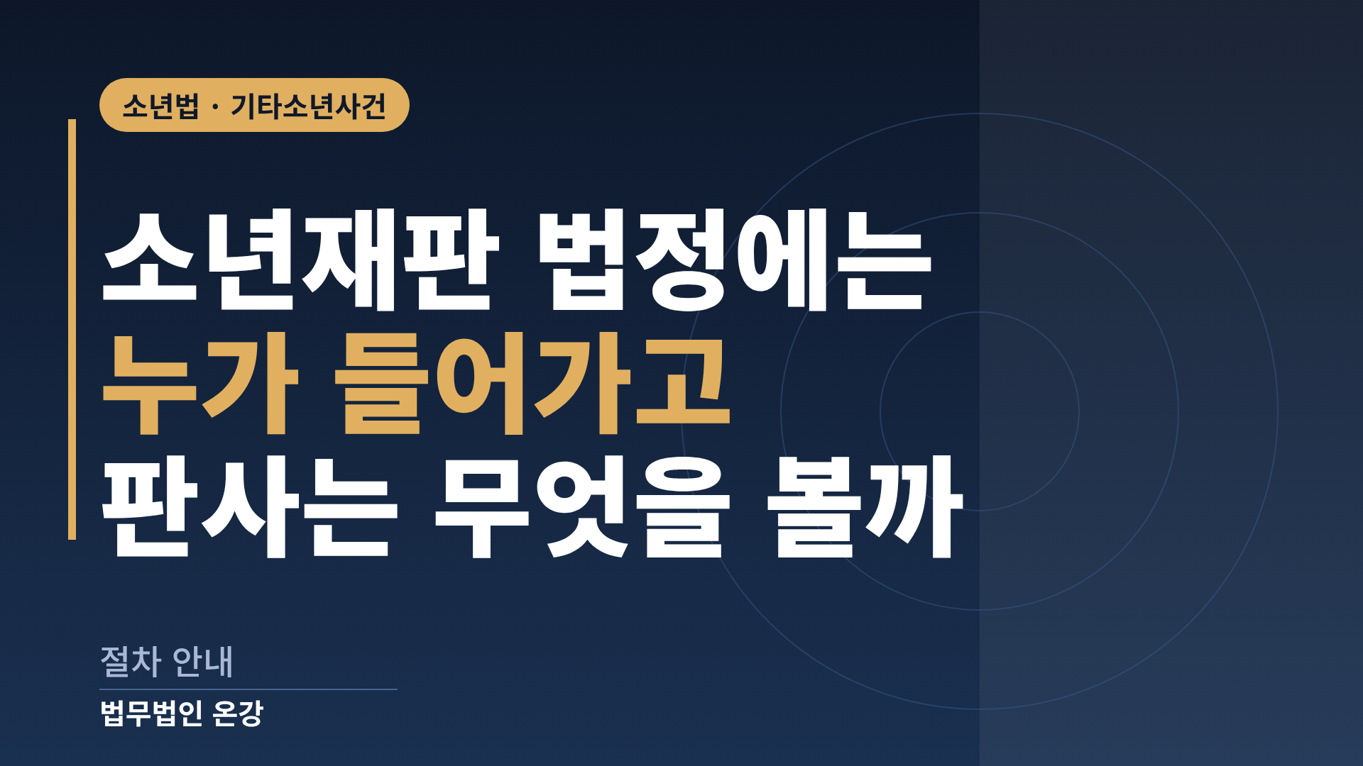 소년재판 법정에 들어가는 사람과 판사가 확인하는 사항을 정리한 이미지