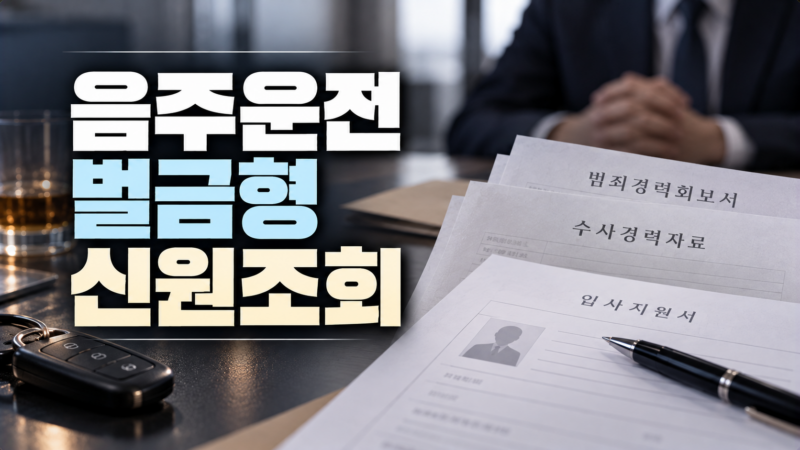 음주운전 벌금 신원조회에서 범죄경력회보서, 수사경력자료, 신원조회가 확인하는 범위를 정리한 이미지