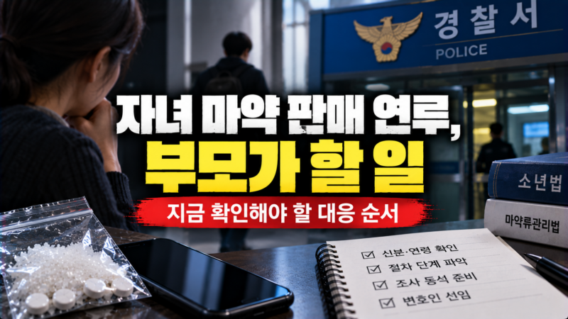 자녀 마약 판매 연루 시 부모 대응 순서를 설명하는 이미지