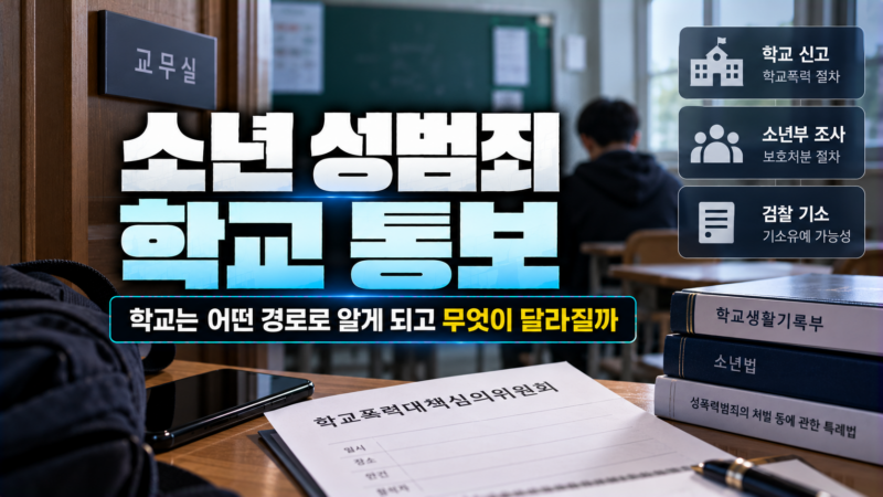 소년 성범죄 학교 통보 경로와 학교 절차, 형사 절차의 관계를 정리한 기준표 이미지